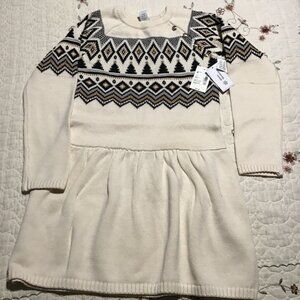 Gymboree Girl's Holiday Fairisle Sweater Dress--Size 10--New (Cream/Brown)